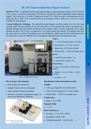 Heat Capacity Measurements (2K to 300K;  0 to 16T) (MPS)